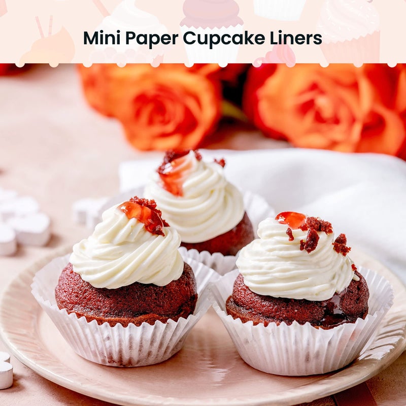 NUOMI 1 Inch Paper Muffin Liners Super Mini Baking Cups Cupcake Liners 1000 Pcs Treat Cups for Weddings, Birthday, Baby Shower, White - Image 3